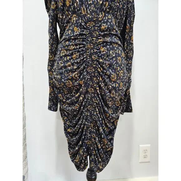 Veronica Beard Greta Dress, Ruched Bottom, Sexy, Black -Multi Color Sz L - Picture 6 of 15